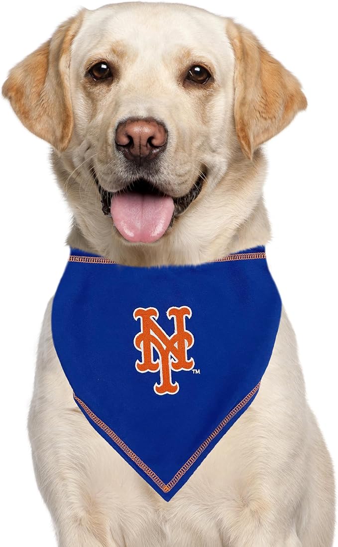 Pets First MLB New York Mets TIE Bandana, Small/Medium. Dog Bandana Scarf Bib for Pet Cat Dog. The Ultimate Game-Day, Party Bandanna, Birthday Event