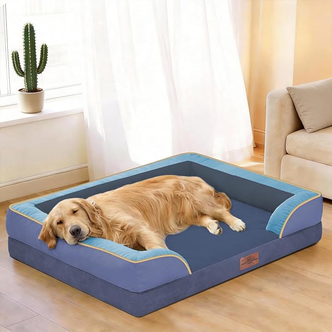 Comfort Expression Orthopedic Dog Bed for Extra Large Dogs 45x35 Inch, Waterproof Egg Crate Foam XL Pet Bed with Removable Bolsters, Dog Couch with Washable Cover & Non-Slip Bottom, Hidden Bay