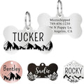 Ultra Joys Personalized Dog and Cat Tags - Stainless Steel, Custom Engraving Front and Back, Bone Tag Mountain Design, Silver Small