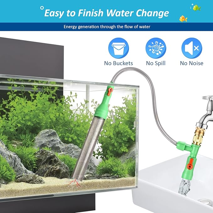 ZZM Fish Tank Cleaning Tools, Aquarium Water Changer Kit, Siphon Fish Tank Vacuum Gravel Cleaner, Universal Water Pump Accessories for Aquarium Quick Water Change (50ft)