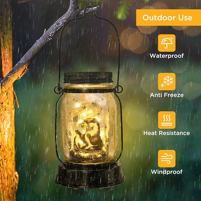 Otter Gifts for Women/Men River Otter Lovers Solar Lantern Mom Birthday, Mothers Day, Christmas Gifts, Animal Solar Garden Decoration Outside for Yard, Patio,Backyard,Porch