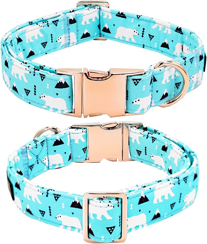 Dog Collar, Bow Dog Collar Blue Bear Pattern Pet Collar Dog Cute Bow Tie Soft Girl Boy Dog Collars with Metal Buckle for Small Dogs
