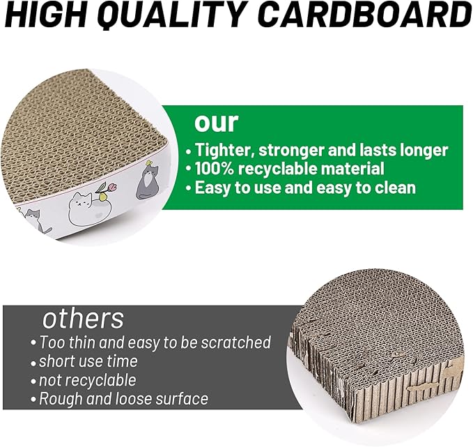 PatiencET Cat Scratcher Cardboard 4 Pack Cat Scratch Pad Reversible Scratcher Texture Curve Design Durable Cat Scratchers for Indoor Cats Lounger Sofa