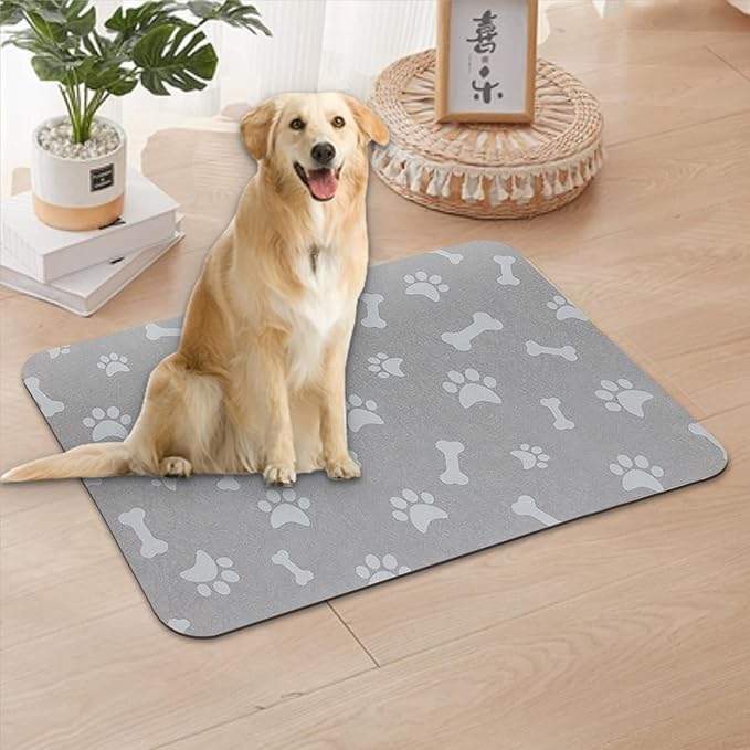 YCT Dog Food & Water Mat - Absorbent Non-Slip Pet Supplies Mat, 11.8"x18.1" Beige