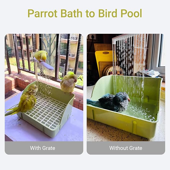 Bird Bath, Automatic Parrot Shower Bath with Pump, Birds Shower Bathtub with Running Water, Birdcage, Medium Birds Parakeet Budgies Cockatiels Conures Finches, Lovebird