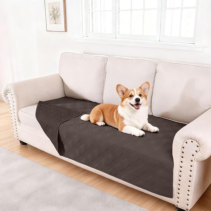 hyha Waterproof Dog Blanket, Reversible Pet Bed Blanket, Soft Sofa Couch Cover for Dogs Washable, Waterproof Pet Couch Covers for Sofa Puppy Cats Furniture Protector(40"x80", Chocolate/Chocolate)