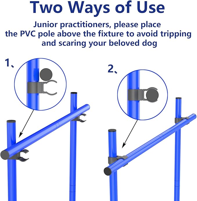 Two-Way Clamp for Dog Agility Training Hurdles, Adjustable Jump Connectors, Fits 1” (25mm) & 0.78” (20mm) PVC Pipe, Easy Install, (10-Pack)