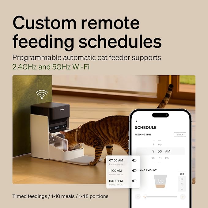 PETLIBRO Automatic Cat Feeders for 2 Cats, RFID Collar Tag for Exclusive Meals, Cats Recognition to Stop Food Stealing, Diet Tracking for Multi-Pet Homes and Different Diets, Pet Feeder Pack of 2