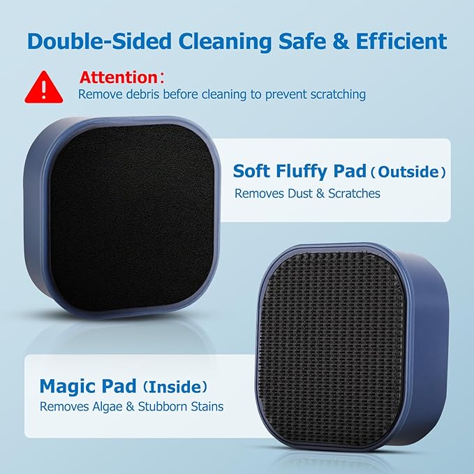fishkeeper Mini magnetic Aquarium Glass Cleaner, Fish Tank Scrubber Cleaner Tools Double Side Cleaner with Super Strong Magnet for 0.39 Inch Thick Fish Tank (Only Galss Tank)(Non-Suspension)