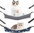2 Pieces Cat Hammock for Cage Hanging Reversible, Soft Pet Cage Hammock with Adjustable Straps, Double Hammock Suitable for Cats, Puppy, Ferrets, and Small Animals (M, CAT) ﻿