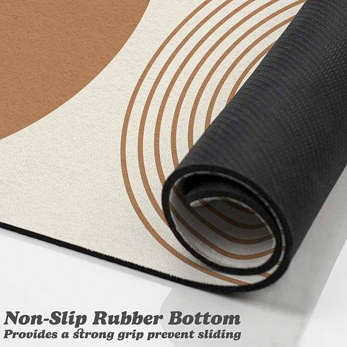 Dog Food Mats for Floors Waterproof, Cat Water Bowl Mats Pet Feeding Absorbent Mat Placemats for Food and Water Beige Bohemia 16 * 24 inch
