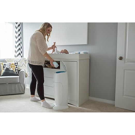 Diaper Genie Complete Pail (White) | Includes 3 Refills that hold up to 810 newborn-size diapers | Includes 1 Carbon Filter