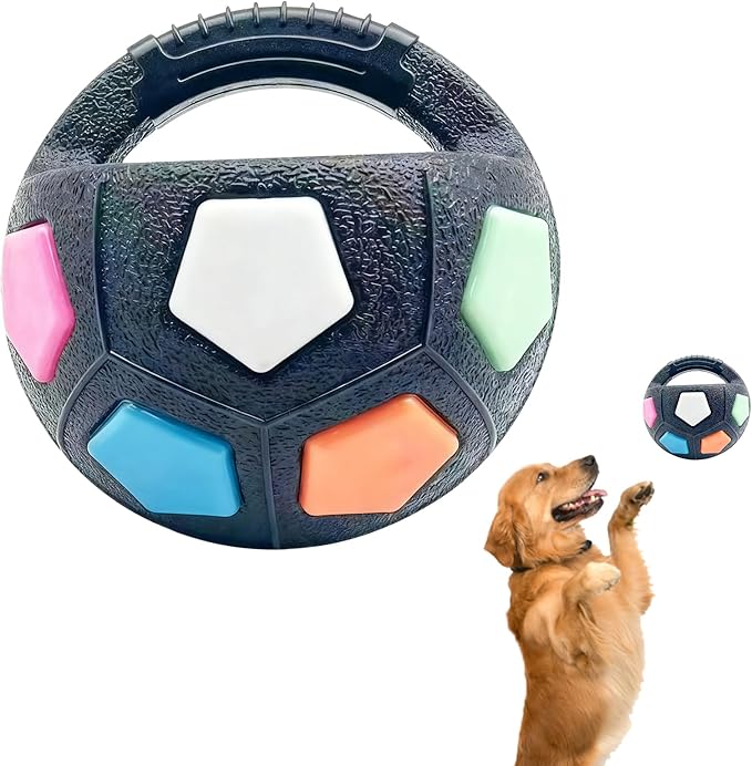 Dog Calming Ball with Handle, Interactive Ball for Pet Dogs Playing, Built-in Yellow Tennis Balls and Squeaky Sound for Small Medium Large Dogs (Black Without Tennis Balls)