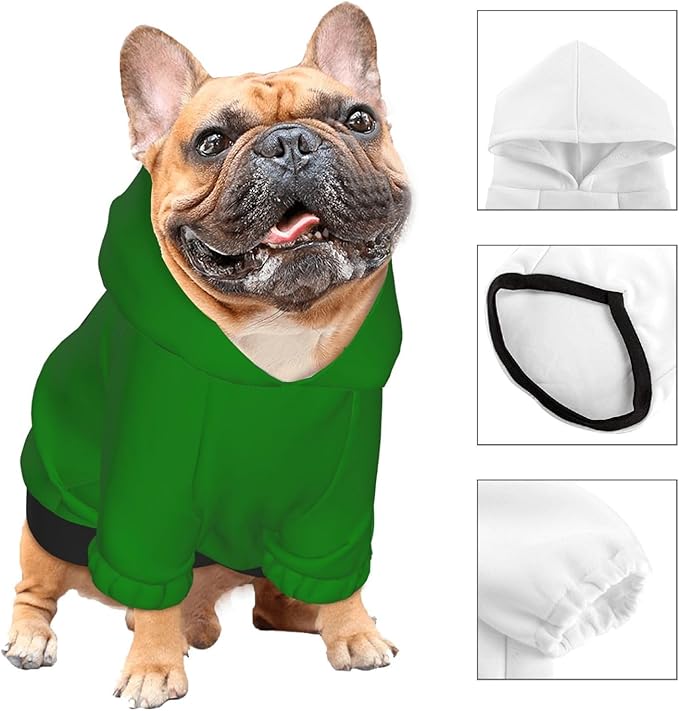Custom Dog Hoodie Soft & Warm Design Your Own Personalized Photo Text Logo Name Dog Clothes for Puppy Sweatshirt Hooded for Small Medium Large Dogs Girl/Boy Cats Green