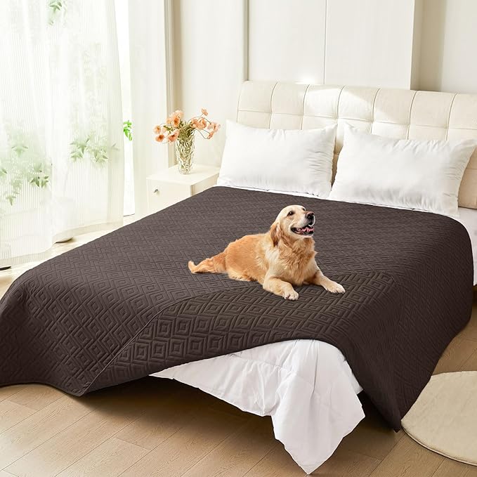 hyha Waterproof Dog Blanket, Soft Dog Bed Cover Pet Blankets, Waterproof Sofa Couch Cover for Dogs Washable, Reversible Pet Couch Covers for Sofa Furniture (68x82 Inch, Chocolate/Chocolate)