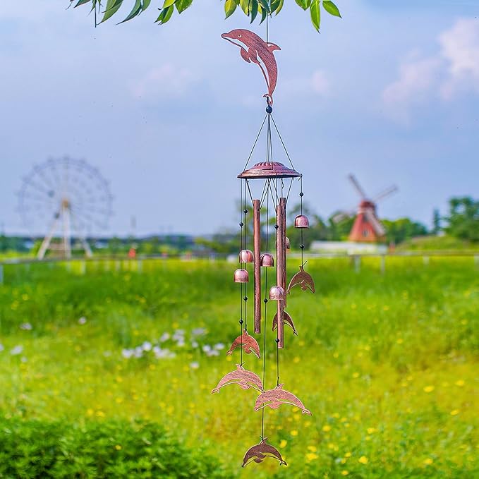 Dolphin Wind Chimes for Outside,Dolphin Gifts for Women/Men/Sympathy Gift/Memorial Gifts/Birthday Festival Metal windchimes Outdoors/Indoors,Patio,Garden Decor,Home,Porch,Yard