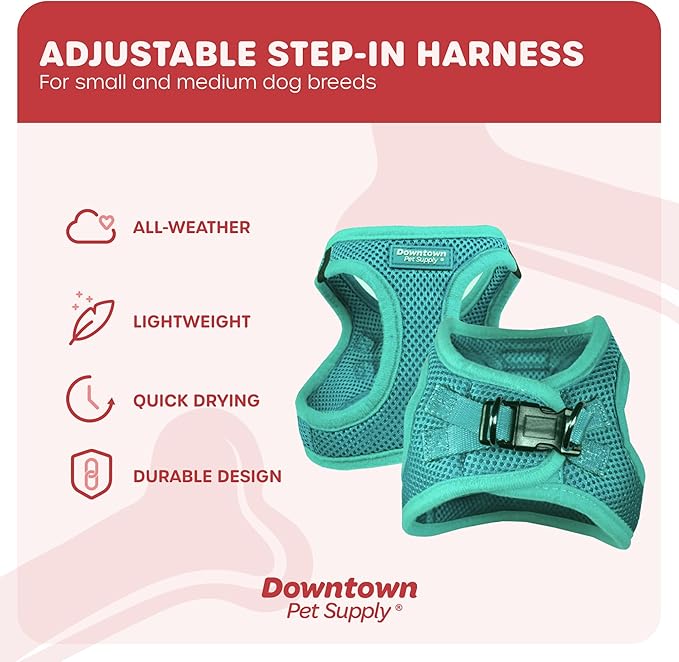 Downtown Pet Supply Step in Dog Harness No Pull, X-Large, Bermuda Blue - Adjustable Harness with Padded Mesh Fabric and Reflective Trim - Buckle Strap Harness for Dogs