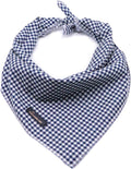 ARING PET Dog Bandanas, Navy Plaid Kerchief Triangle Bibs Scarf for Puppy Small Medium Large Boy Girl Dogs Cats-L