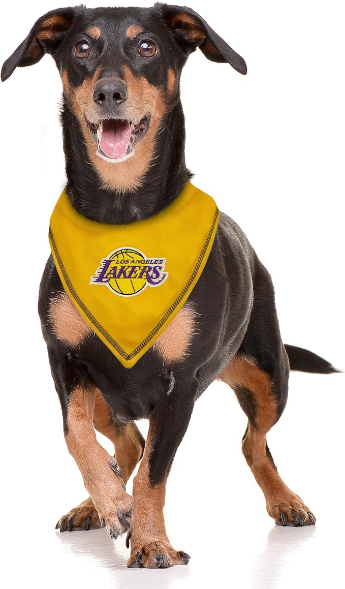Pets First NBA LA Lakers TIE Bandana, Size Small/Medium. Dog Bandana Scarf Bib for Pet Cat Dog. The Ultimate Game-Day, Party Bandana