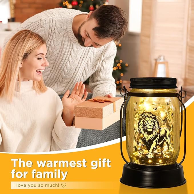 kyoryuger Lion Gifts for Women/Men Lion Solar Lanterns Mom Birthday Animal Simba Lovers Lantern Animal Memorial Lights Solar Garden Decoration for Yard, Patio,Backyard,Porch Torches, Home Decor