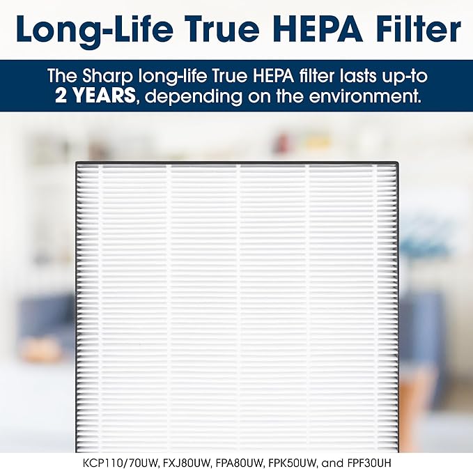 SHARP Air Purifier for Medium Rooms – Covers up to 1,253 sqft in one hour, True HEPA Filter Air Purifier for Pets, Dust, Smoke, Pollen - FPK50UW