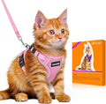 Halypet Cat Harness and Leash Set [MAX Safety 4th-Gen Upgrade] Escape Proof Adjustable Cat Leash Comfortable Soft Vest Easy to Wear Kitten Harness with Reflective Strip for Cats Walking, M Pink