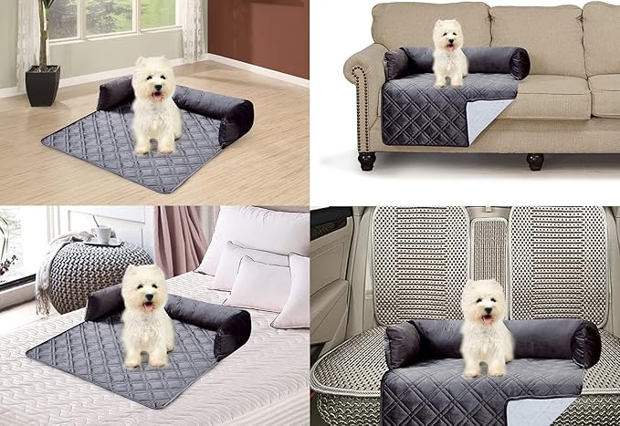 Brilliant Sunshine Premium Calming Dog Bed Mat, Silky Velvet, Removable Washable Cover, Cushion Protector and Couch Covers for Dogs, Pets, Cats, Extra Large, Grey