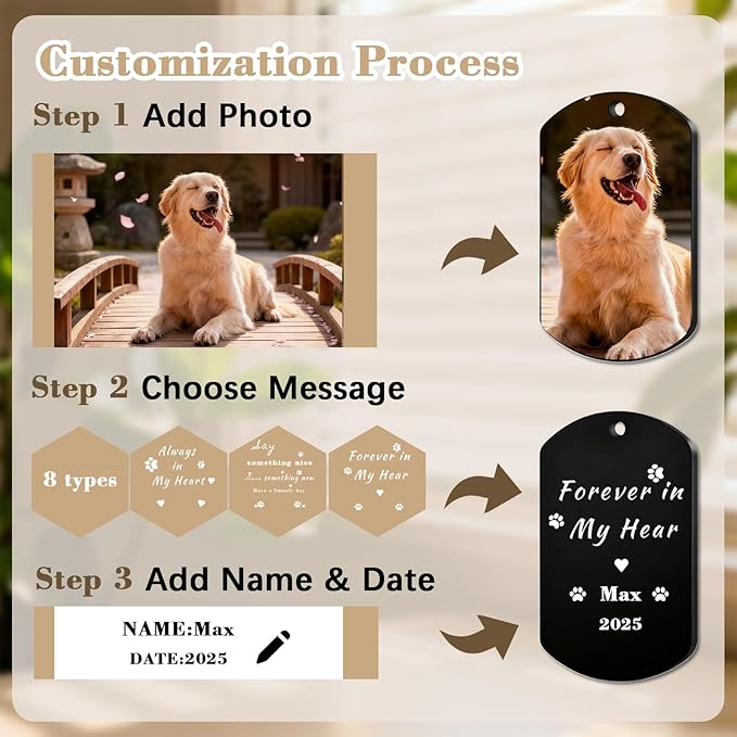 QYH Custom Memorial Dog Keychain with Picture - Personalized Cat Dogs Pet keepsakes Keychains Customized Gifts for Pet Lovers