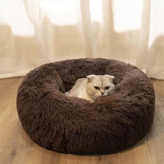 Dog Bed for Small Medium Large Dogs, 20 inch Calming Dogs Bed, Washable-Round Cozy Soft Pet Bed for Puppy and Kitten with Slip-Resistant Bottom