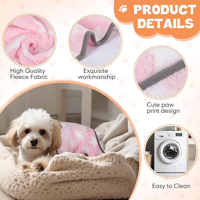 Chumia 40 Pcs Puppy Blankets for Small Dog Pet Bulk Fleece Soft Fluffy Washable Dog Star Print Pattern Fleece Blankets for Pets Throw Warm Bed Mat for Puppy Cat, 24 x 16 Inches