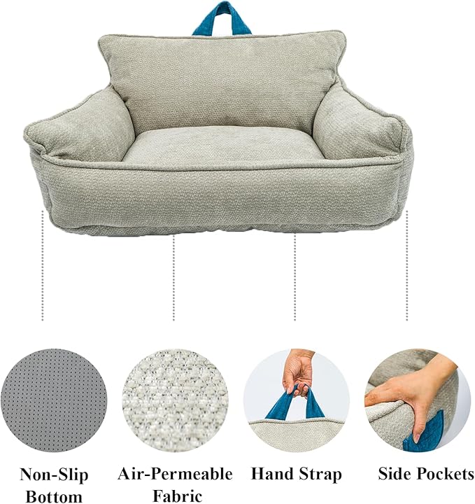 Orthopedic Dog Bed with Memory Foam, Washable Plush Pet Bed for Small, Medium & Large Dogs, Cozy Bolster Crate Dog Bed for Joint Support & Comfort.(Light Gray)