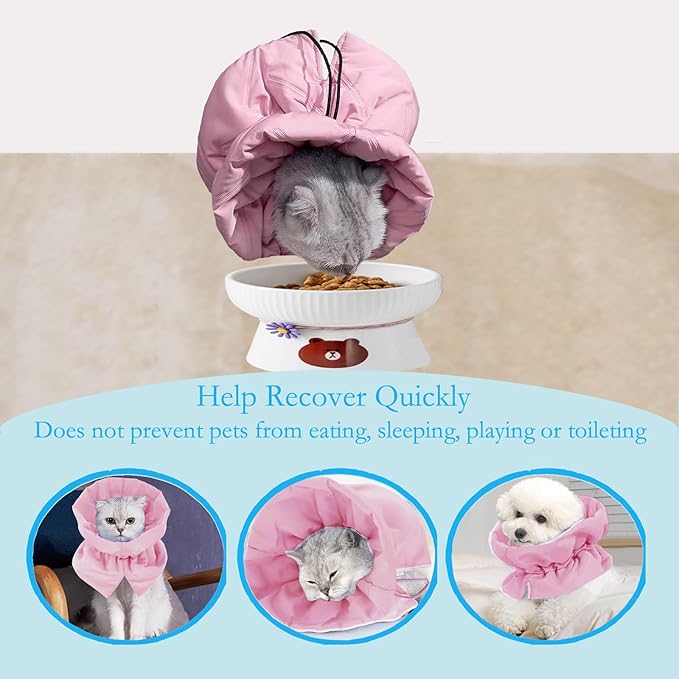 Cat Recovery Collar, Soft Adjustable Cat Cone Alternative, Lightweight Waterproof Fasteners Collars for Cats Kittens Puppies, After Surgery Stop Licking, Post-Surgery or Skin Protection.