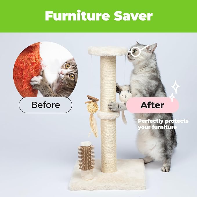 Best Pet Supplies Catify Cat Scratcher, Fun Interactive Scratchers, Posts, Poles, Claw Safe, Furniture Saver Indoor Play Support Natural Cat Behaviors Heavy Duty - Beige