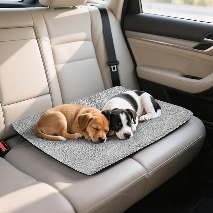 Enjoying Self Warming Cat Mat Bed, 18 x 23 inch Rectangle Plush Kitten Bed Small Dogs Mat, Non Electric Self Heating Pet Pad Indoor Outdoor, Non-Slip Bottom, Removable, Washable