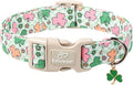 St Patricks Day Dog Collar for Medium Dogs - Cute Pastel Lucky Clover Dog Collars, Lightweight Adjustable Irish Green Festival Dogs Collars with Quick Release Buckle M