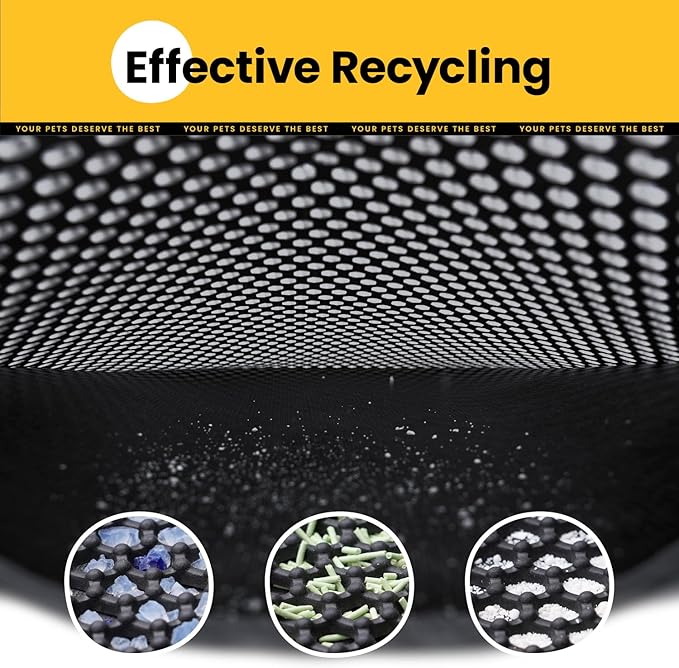 Cat Litter Mat Compact Size 23.6"x14.6" for Small Spaces, Upgrade Waterproof Leakproof Back Layer, Honeycomb Trapping Mat, Washable, Easy to Clean, Scatter Control Kitty Litter Matt, Black