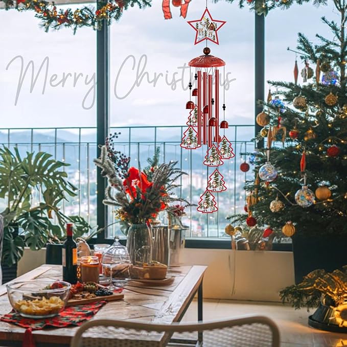 Christmas Wind Chimes for Outside, 35'' Metal Christmas WindChimes Gifts for Women/Men, Decoration for Outdoor, Home, Garden, Patio, Backyard
