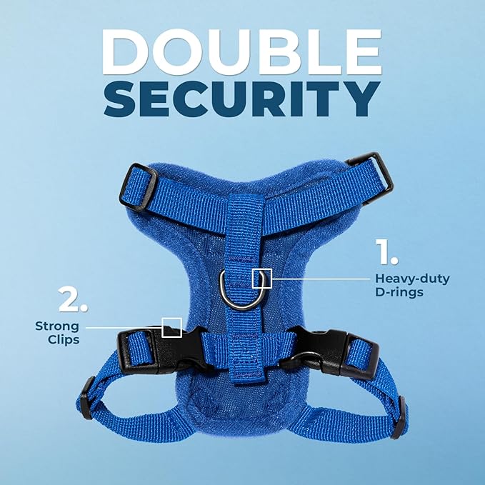 Voyager Escape-Proof Step-in Lock Cat Harness & 5ft Neoprene-Handle Leash Set All-Weather Mesh with Reflective Stitching for Small to Large Cats by Best Pet Supplies, Royal Blue, XS