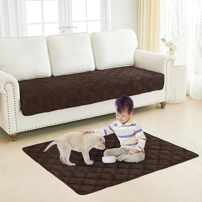 Smiry Waterproof Dog Bed Cover Blanket 30x70, Soft Reversible Pet Blanket, Washable Leakproof Cats Dogs Couch Cover for Sofa, Couch, Furniture, Chocolate/Beige