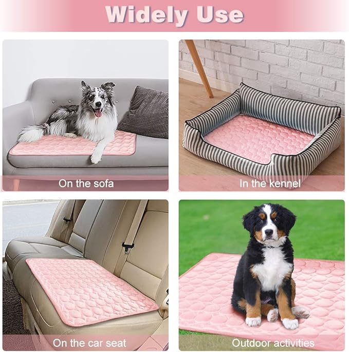 Washable Dog Ice Silk Cooling Mat for Dogs - Self Cooling Pad Blanket for Indoor & Outdoor Car Seats