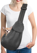 SlowTon Dog Carrier Sling - Thick Padded Shoulder Strap Adjustable Dog Carriers for Small Dogs, Puppy Carrier Purse for Pet Cat with Front Zipper Pocket Safety Belt Machine Washable (Grey Mesh S)