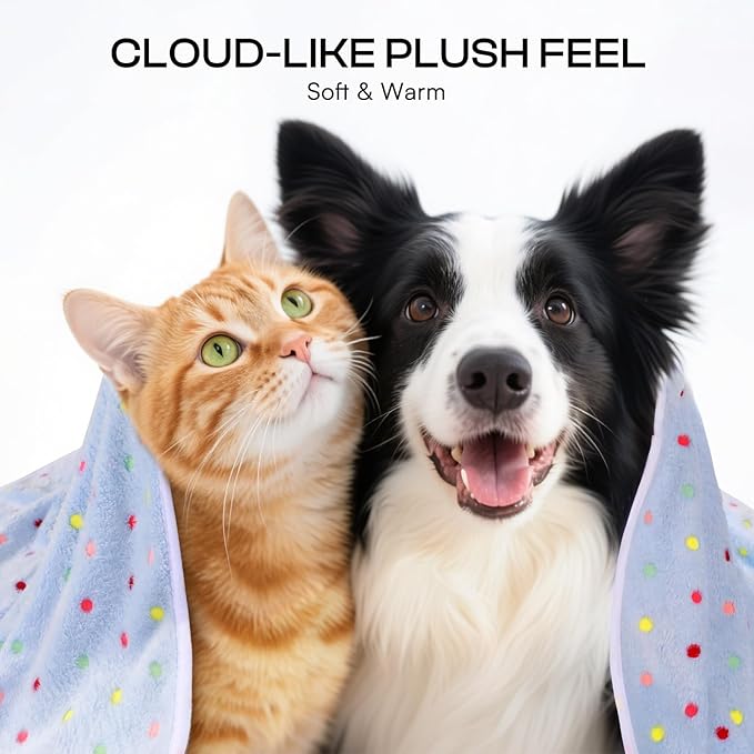 Luciphia 1 Pack 6 Dog Blankets Cat Soft Fluffy Fleece Pet Blanket Warm Cute Print Design Puppy Kitten Doggy Dot Medium(30"x20")