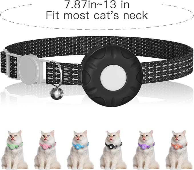 Cat GPS Tracker, Waterproof, Pet Tracker for Cats, Works with Any Collar,Compatible with Apple Find My App (Only iOS), No Monthly Fee, Black