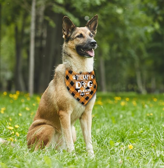 Dog Bandana, Therapy Dog Please Pet Me with, Dogs Scarf Classical Printing, Dogs Scarf Accessories, Doggy Kerchief Pet Kerchief, Christmas Birthday Thanksgiving Doggy Gift A03