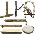 7Pcs Natural Wooden Bird Perch Set – Parrot Perch Toys, Wooden Perch Swing, Cage Accessories for Budgies, Cockatiels, Lovebirds, Finches, and Other Small to Medium Birds