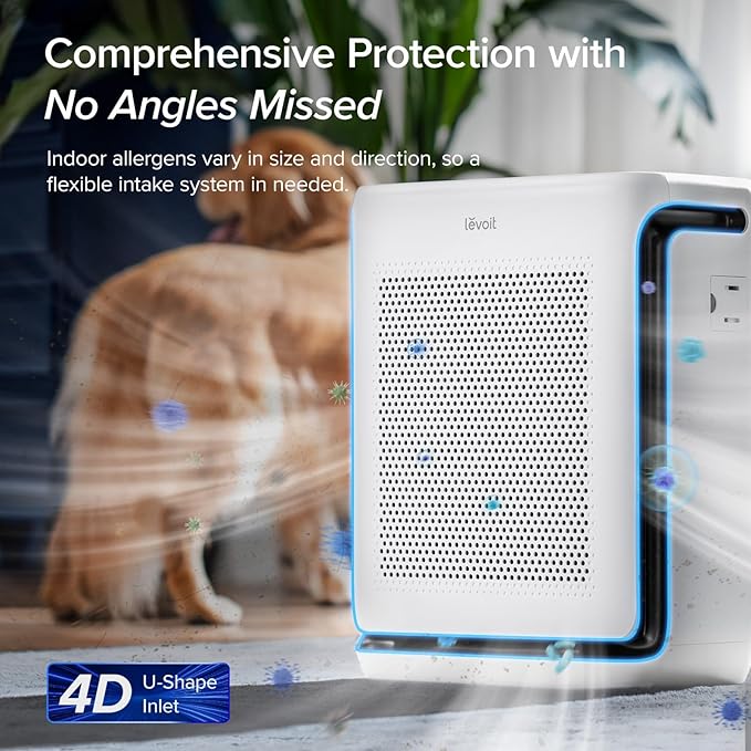 LEVOIT Air Purifiers for Home Large Room Up to 1875 Ft² with Washable Pre-Filter, AHAM VERIFIDE, Air Quality Monitor, HEPA Sleep Mode for Allergies, Pet Hair in Bedroom, Vital 200S-P, White