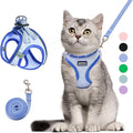 Cat Harness and Leash Set, Soft and Breathable Vest with Reflective Strip, Escape Proof Kitten Harness, Easy to Wear for Cats Walking and Traveling (Blue, S)