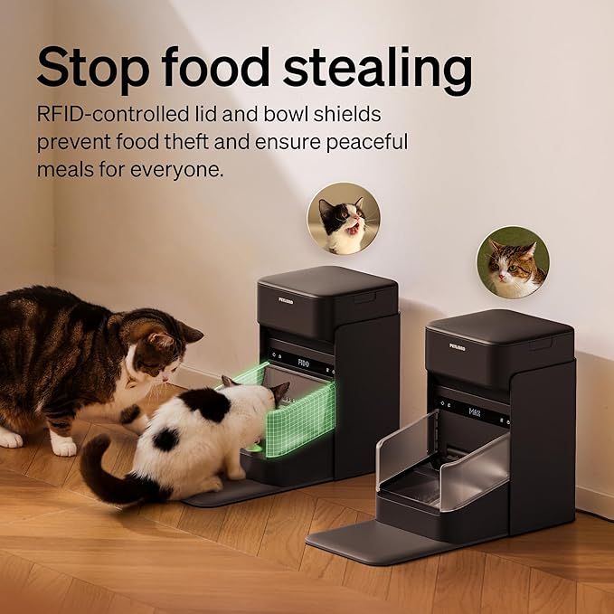PETLIBRO RFID Cat Feeders for 2 Cats, Collar Sensor for Personalized Meals, Cats Recognition, Diet Tracking and Anti-Stealing for Multi-Pets Homes and Different Diets, Automatic Pet Feeder (Pack of 2)