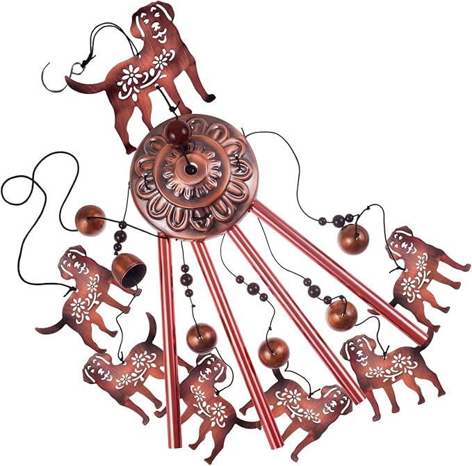 Outdoor Dog Wind Chimes, Gifts for Mom & Grandma & Woman & Family & Neighbor, Dogs Decoration for Home,Garden,Balconies,Room,Patio,Indoor, Mobile Wind Catcher, Memorial Windchime, Blessing Wind Bells