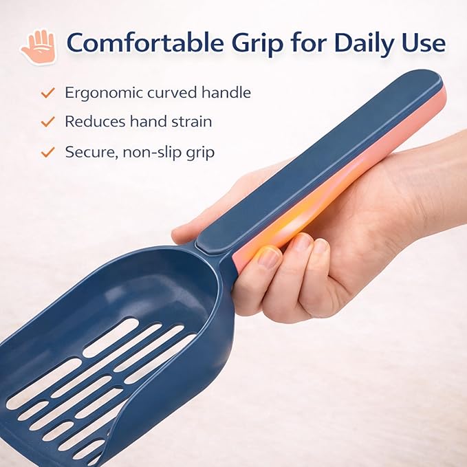 Cat Poop Scooper Cleaning Shovel, Plastic Candy Color Shovel, Ergonomic Pet Cleaning Tool, Litter Box Scooper, Large Cat Litter Scoop. (Blue)